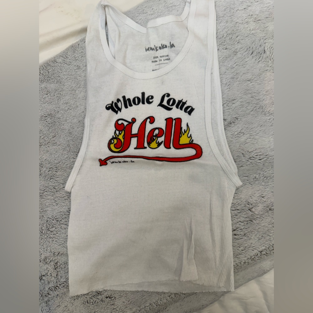 White Graphic Tank Top
